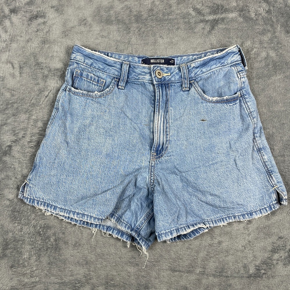 Hollister Ultra High Rise 90S Shorts Womens 4 Blue Denim Cotton Light Wash Beach